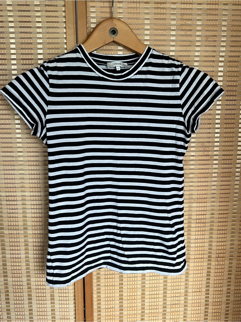 Vince Black & White Horizontal Stripe Short Sleeve Tee